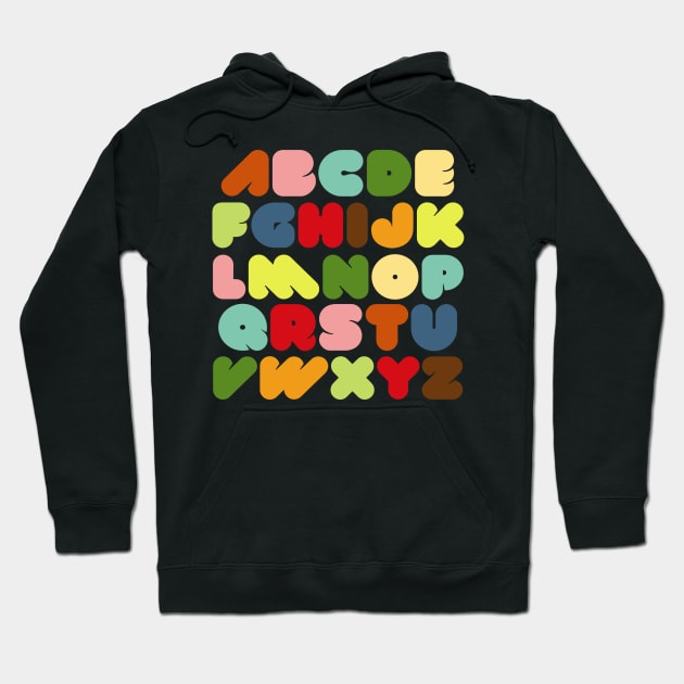 ABC Alphabet Retro Bold Letters Hoodie by Blue Planet Boutique